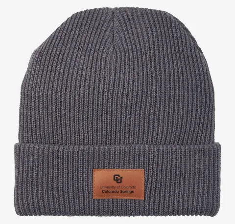 Mockup of a beanie with the new CU logo