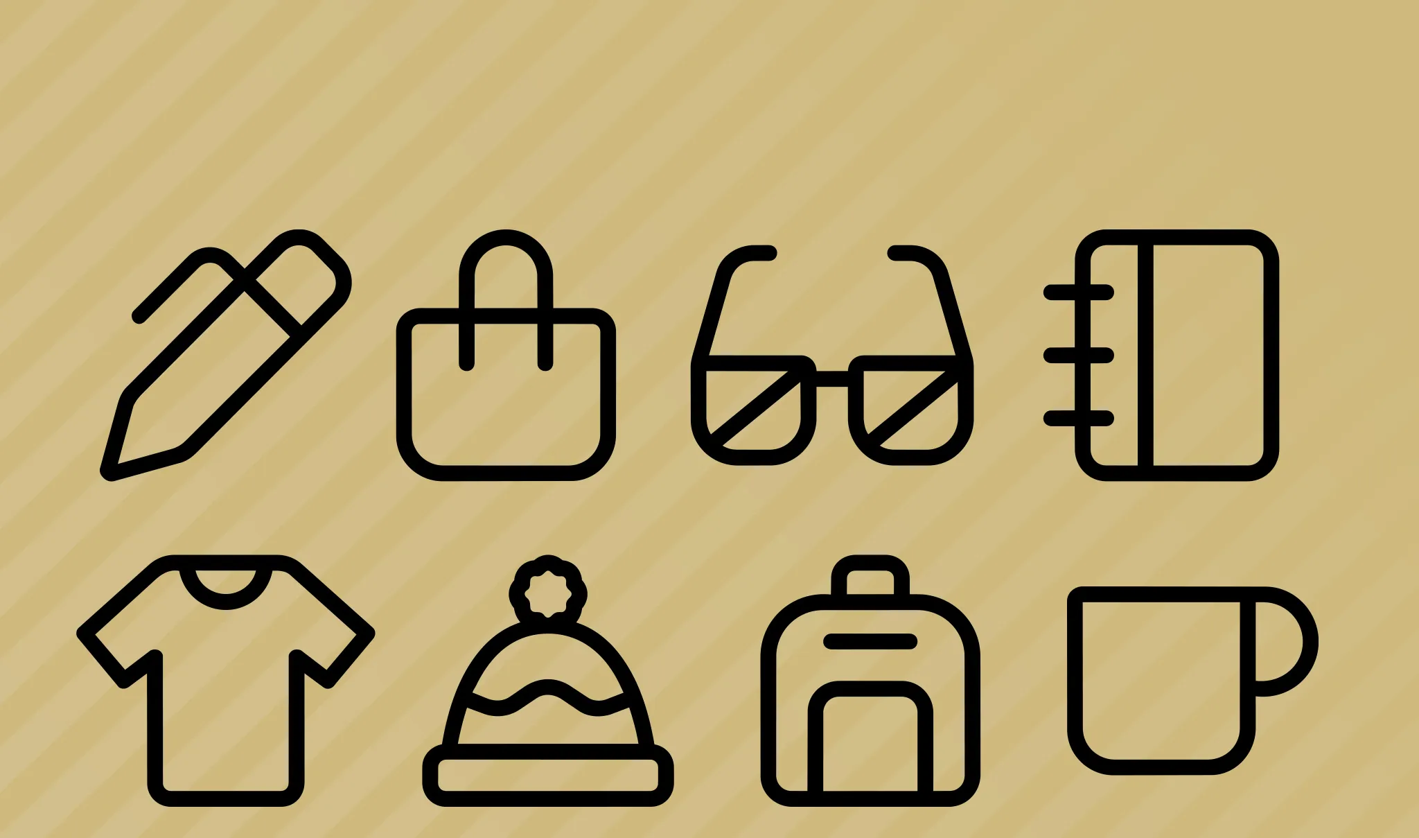 Graphic with icons showing merchandise and apparel
