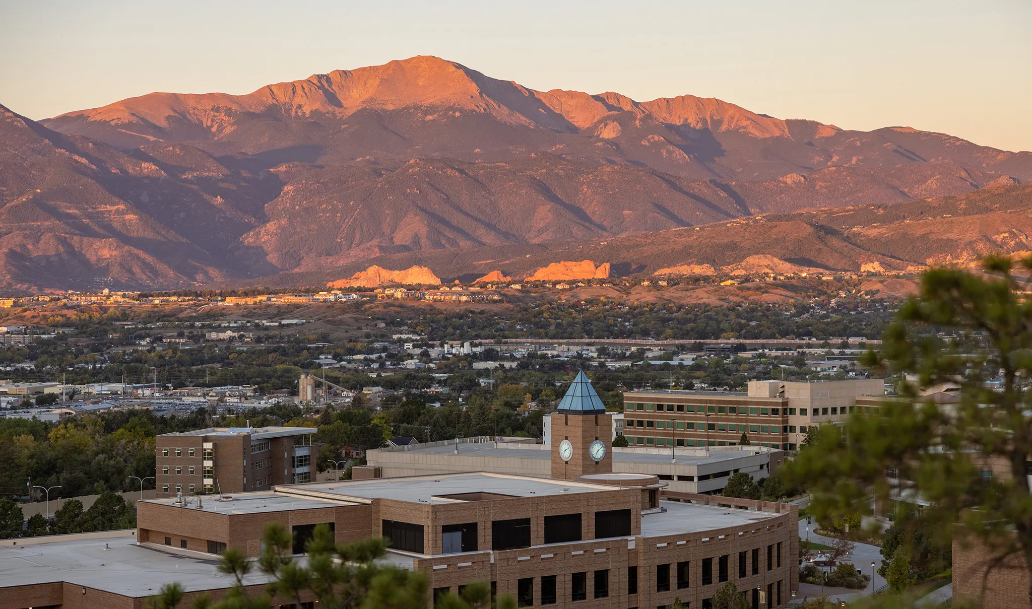Photo of UCCS campus in front of Pikes Peak