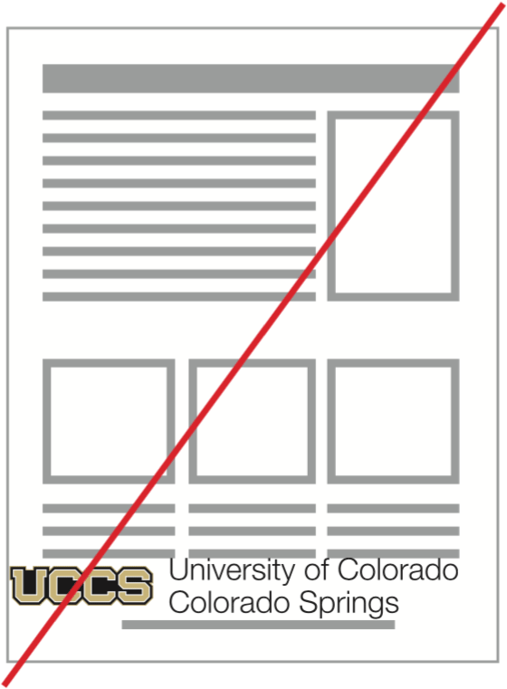 Minimum clear space bad example for UCCS logo