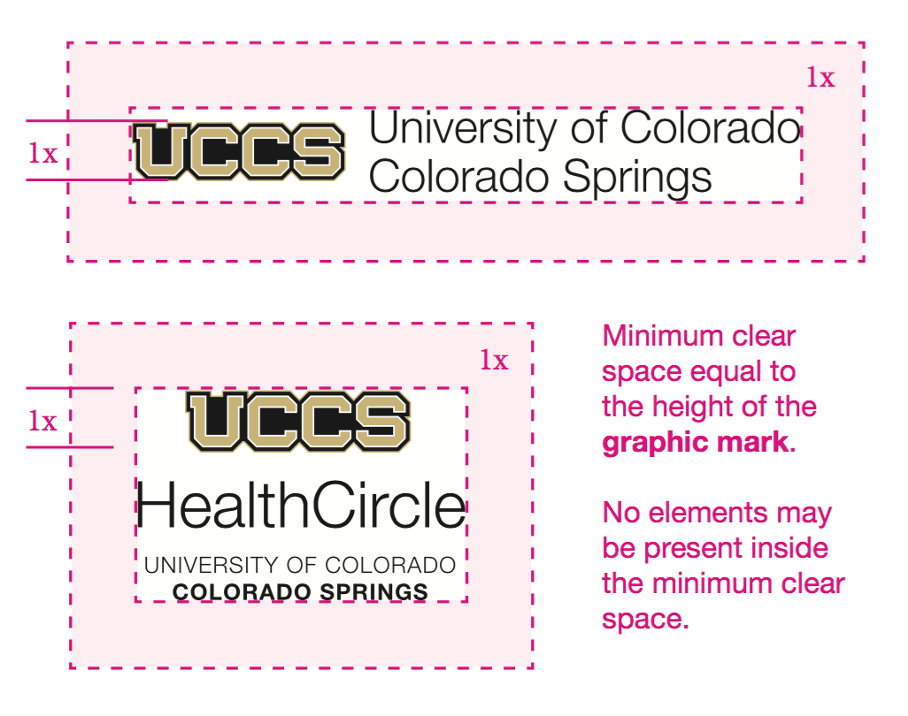 Minimum clear space for UCCS logo example